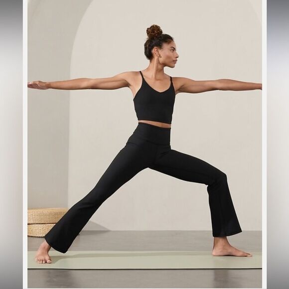 Athleta Elation Rib Flare Pant NEW with tags Size XS Petite Black 29” inseam - Picture 1 of 16